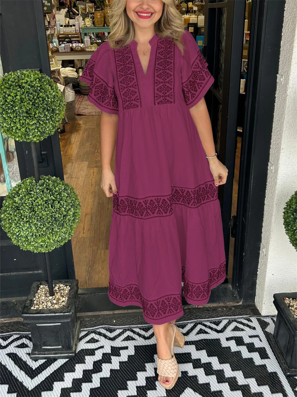 Elondra - Boho Dress with Soft V-neck line