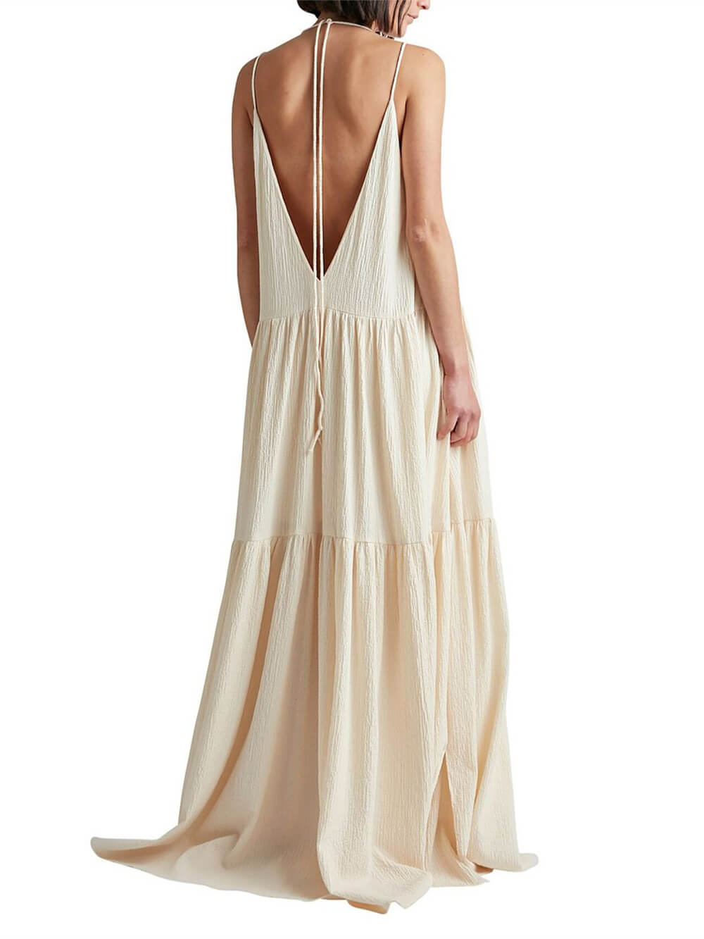 Stella - Elegant Resort Deep V-Neckline Strappy Maxi Dress