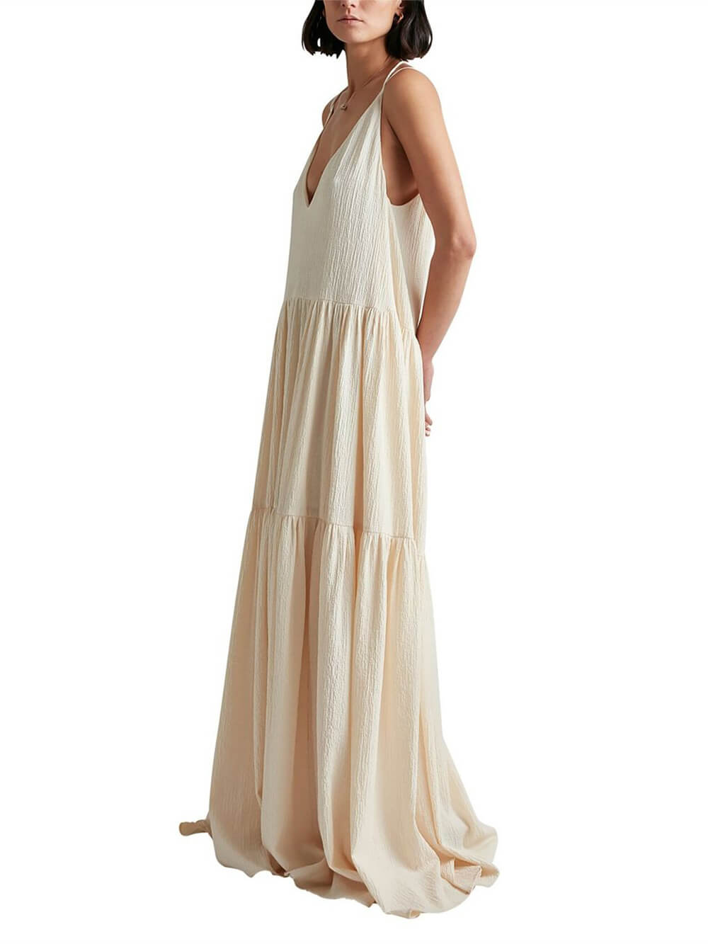 Stella - Elegant Resort Deep V-Neckline Strappy Maxi Dress