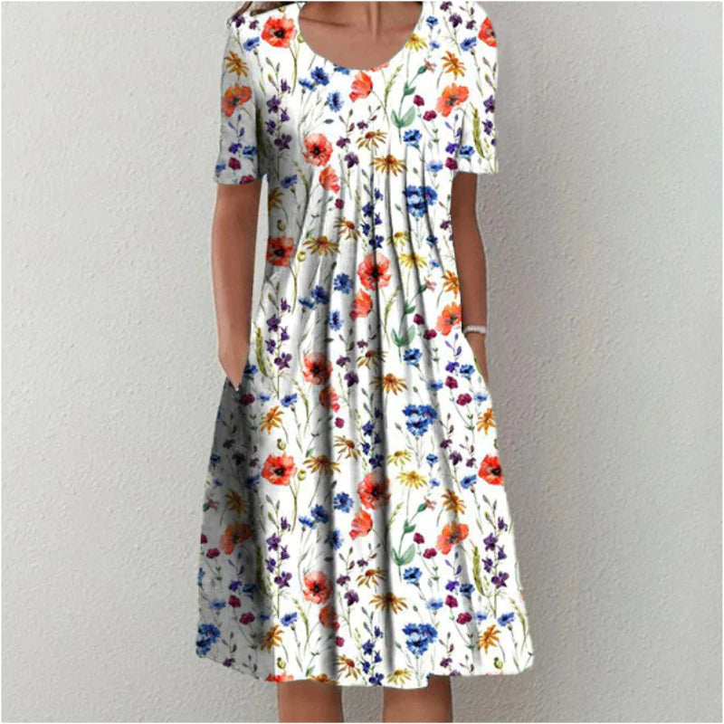 ALANA™ | PLEATED FLORAL PRINT MIDI DRESS