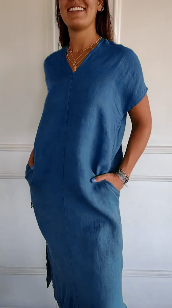 SANDY™|CASUAL RELAXED LINEN DRESS