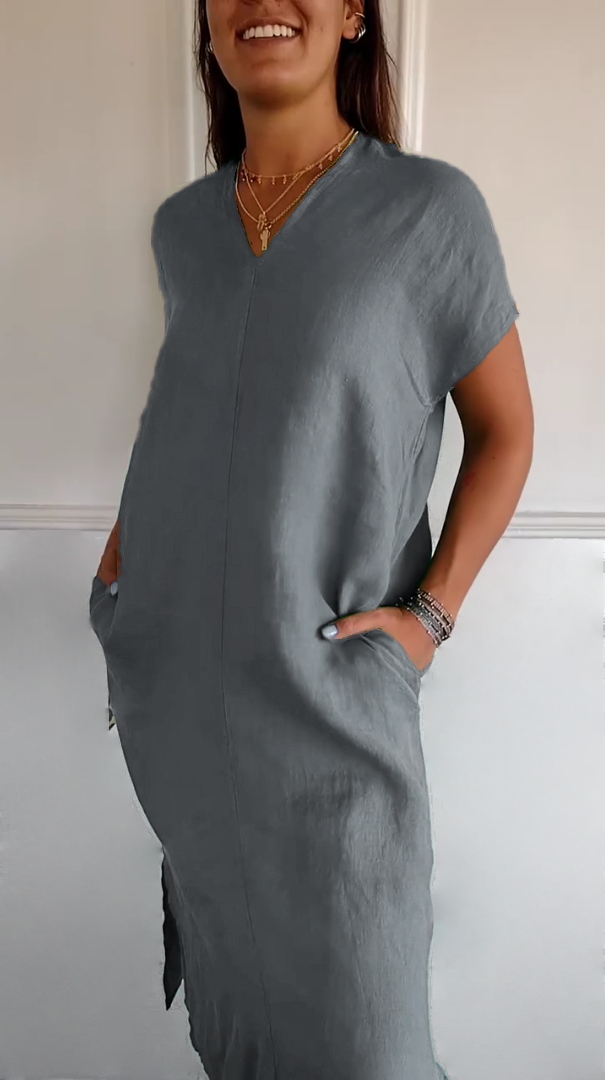 SANDY™|CASUAL RELAXED LINEN DRESS