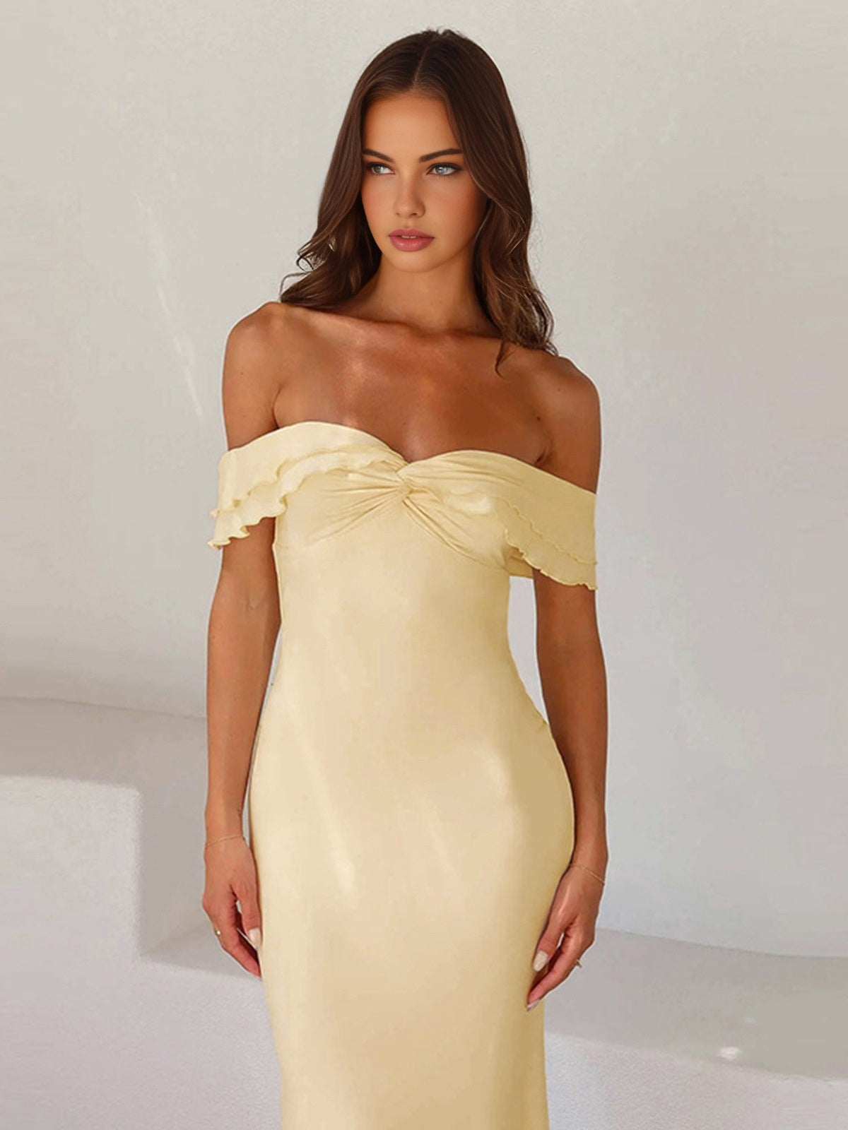 Amara - Ruffle Satin Gown