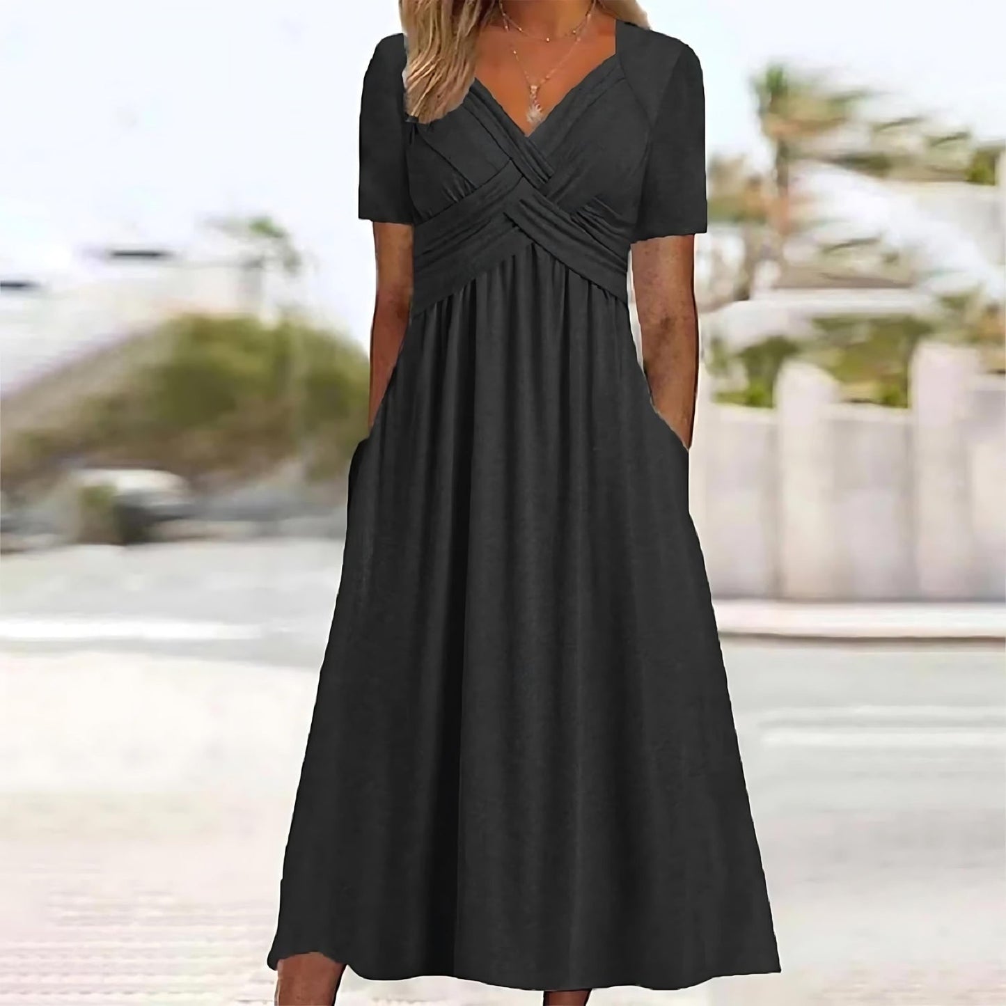 SELMA™| STYLISH CROSS-OVER MAXI DRESS