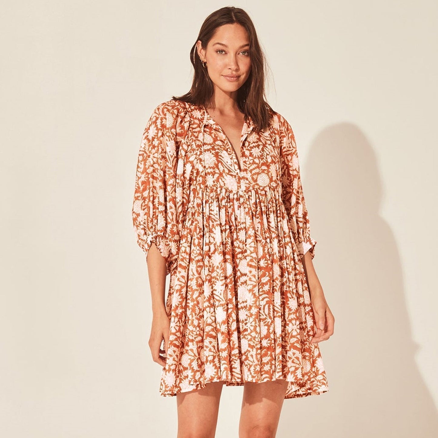 EMA V NECK FLORAL DRESS