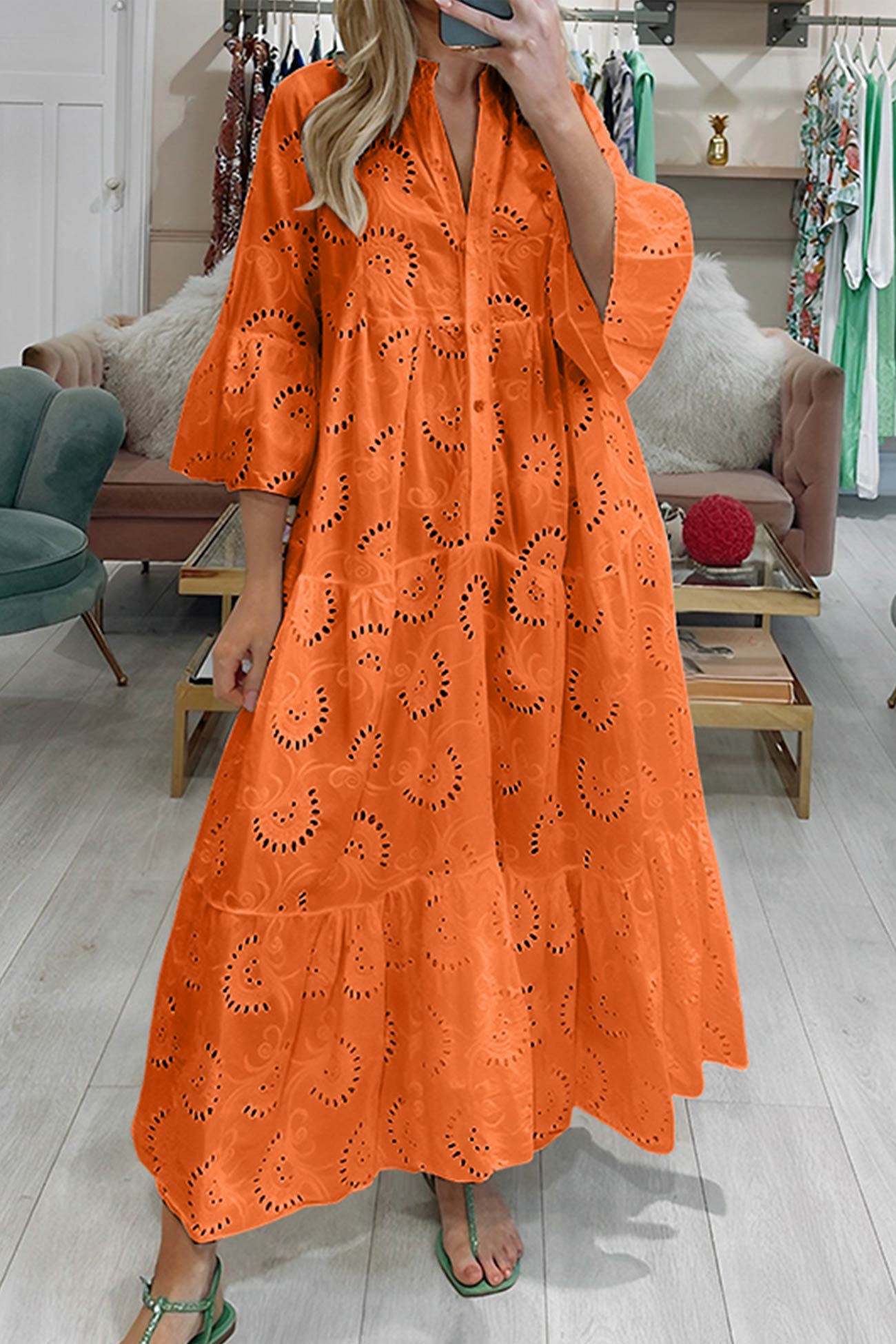 Yasmin - V Neck Embroidery Dress