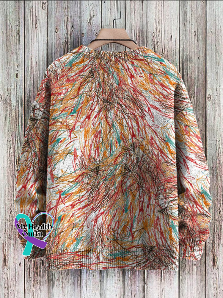 Broken Crayons Still Color Print Casual Knit Pullover Sweater