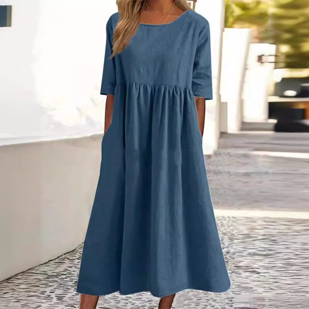 LIV - MIDI DRESS WITH HALF LENGTH SLEEVES