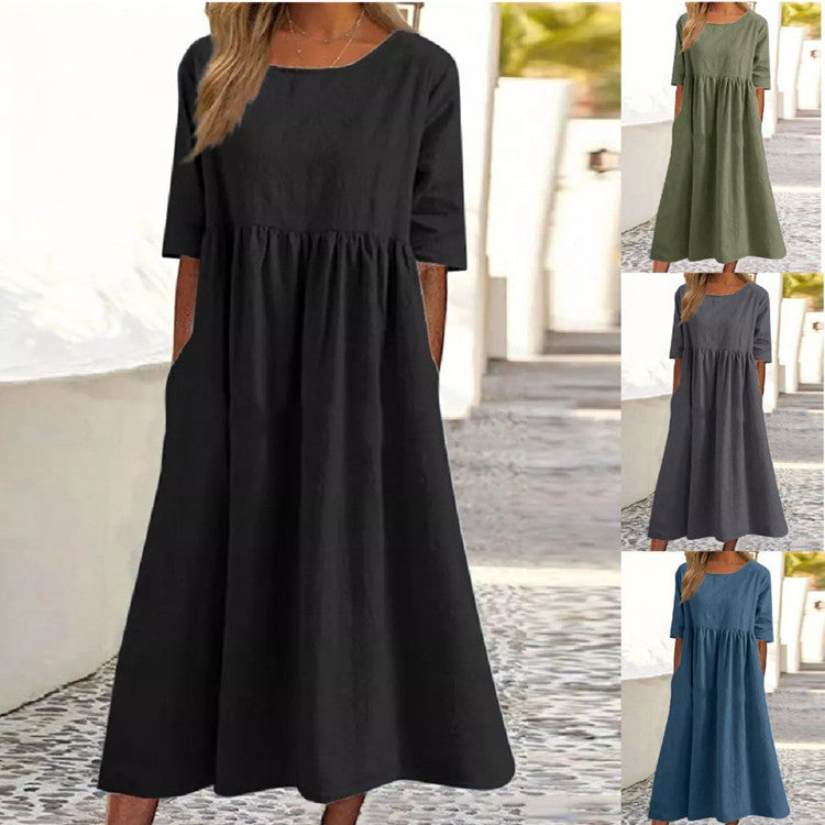 LIV - MIDI DRESS WITH HALF LENGTH SLEEVES