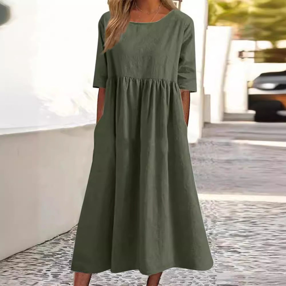 LIV - MIDI DRESS WITH HALF LENGTH SLEEVES