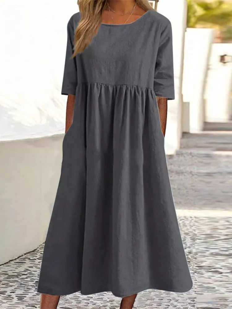 LIV - MIDI DRESS WITH HALF LENGTH SLEEVES