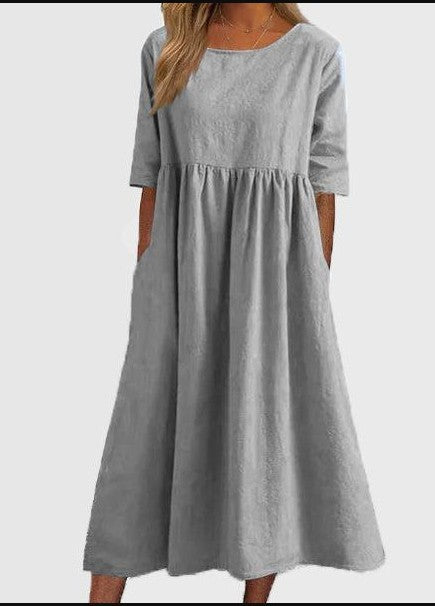 LIV - MIDI DRESS WITH HALF LENGTH SLEEVES