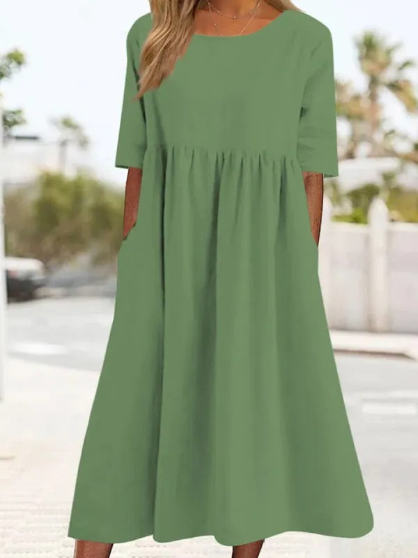 LIV - MIDI DRESS WITH HALF LENGTH SLEEVES