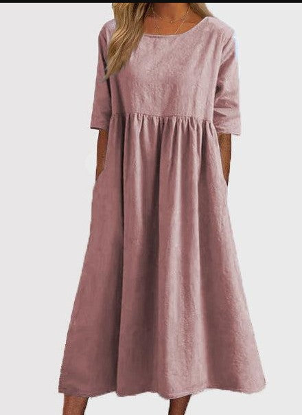 LIV - MIDI DRESS WITH HALF LENGTH SLEEVES