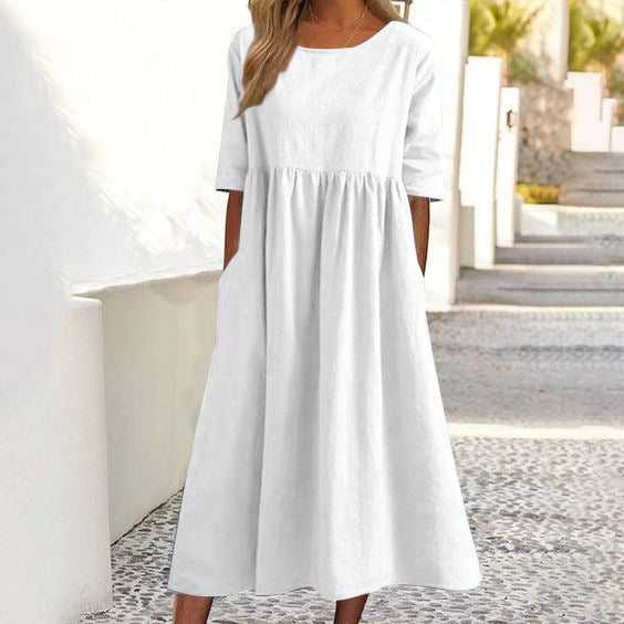 LIV - MIDI DRESS WITH HALF LENGTH SLEEVES