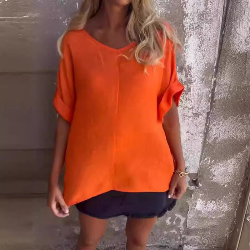 T-shirt met oversized V-hals voor dames